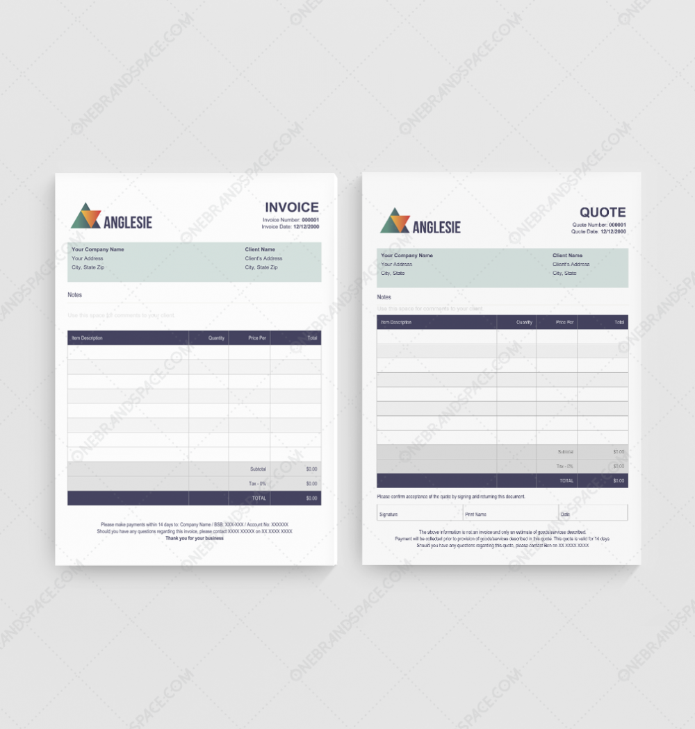 Anglesie Quote Invoice for Business